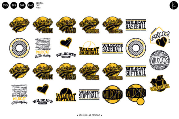 Download Wildcats Baseball &amp; Softball Bundle Black Gold - Premium Resources