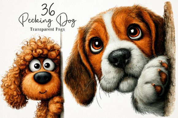 Download Whimsical Peeking Dog Clipart Set - Dog clipart Collection