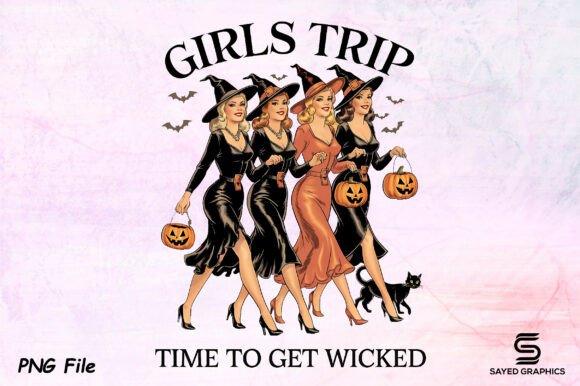 Download Vintage Halloween Girls Trip Png - Trip Collection