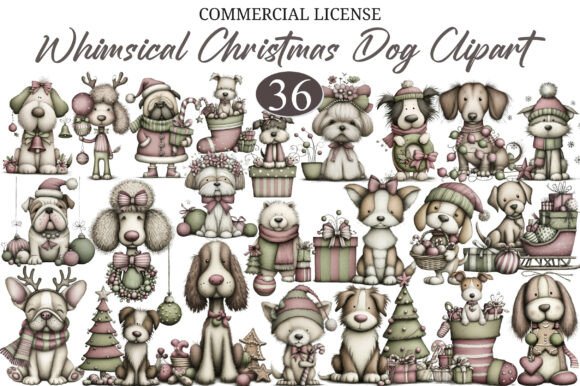 Download Whimsical Christmas Dog Clipart - Dog clipart Collection