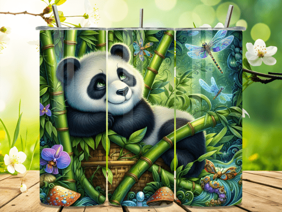 Download Relaxing Bamboo Panda Scene Tumbler Wrap - Bamboo panda Collection