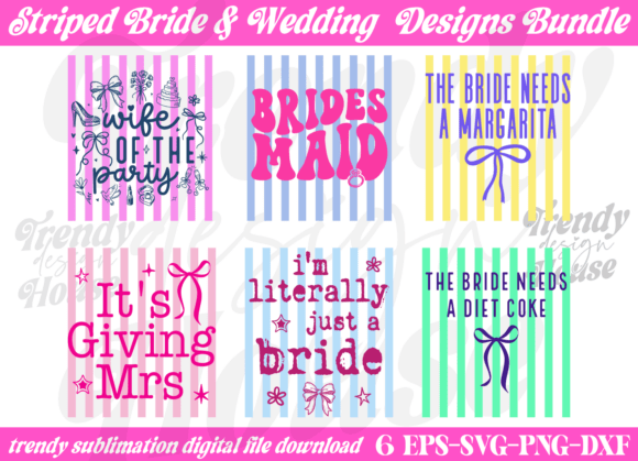 Download Trendy Striped Wedding Bride PNG Bundle - Trip Collection