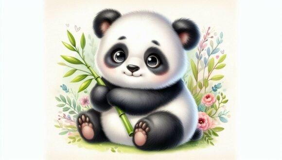 Download Sitting Bamboo Panda Cartoon - Bamboo panda Collection