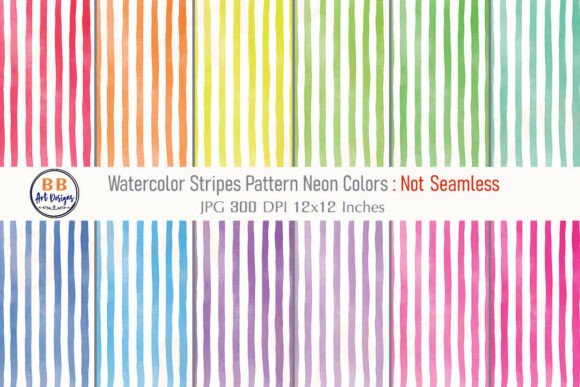 Download Neon Watercolor Stripes Pattern Paper - Trip Collection
