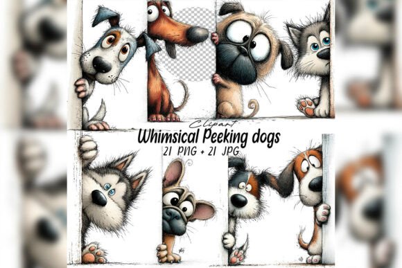Download Whimsical Peeking Dog Clipart Set - Dog clipart Collection
