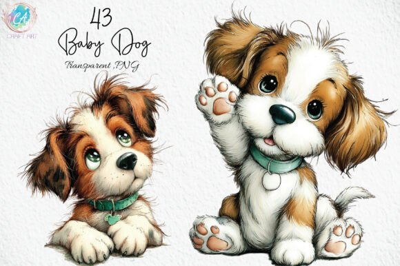 Download Whimsical Baby Dog Clipart PNG - Dog clipart Collection